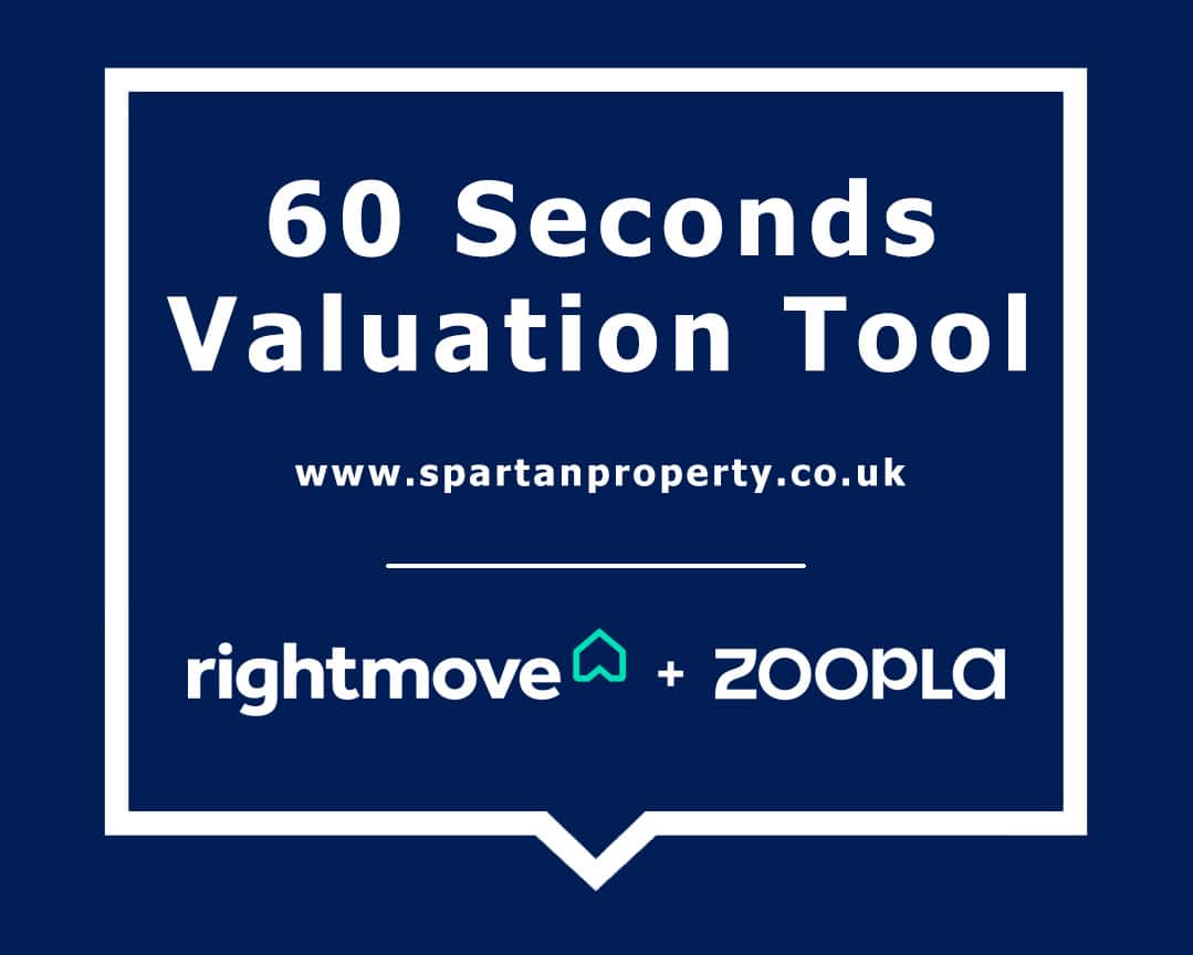 Spartan Property Estate Agents 60 Seconds Valuation Tool with Rightmove and Zoopla logos, Spartanproperty.co.uk